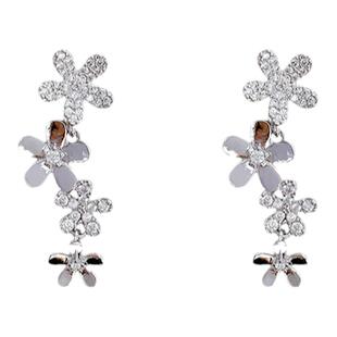 阿七 精致花朵耳钉长款韩国气质小众设计高级感耳环耳夹无耳洞女