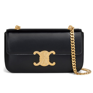 9.9新Celine/思琳Triomphe牛皮革黑色女款中号腋下包手提包单肩包