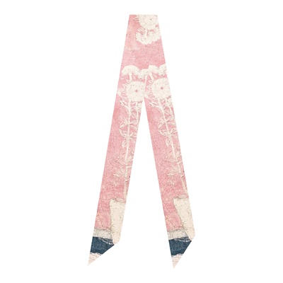 油画窄丝巾粉色盆花常玉油画编发