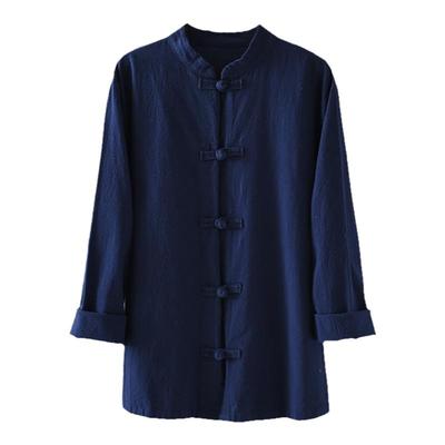 棉麻太极练功开衫立领盘扣外套