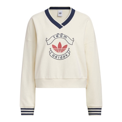 adidas阿迪达斯三叶草女子运动休闲印花V领套头衫卫衣KC5845