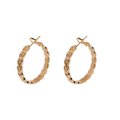 DSTYLE小香风圆形菱格纹金属耳环