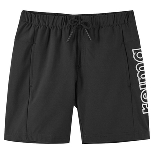 reima男孩儿童大童短裤新款休闲舒适字母运动黑色速干弹力裤子