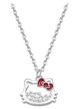 三丽鸥HelloKitty猫项链纯银女小众轻奢毛衣链节日生日圣诞礼物kt