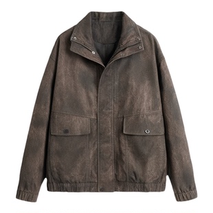 美拉德复古男士加绒皮衣外套2025秋冬款废土机车风皮夹克休闲上衣