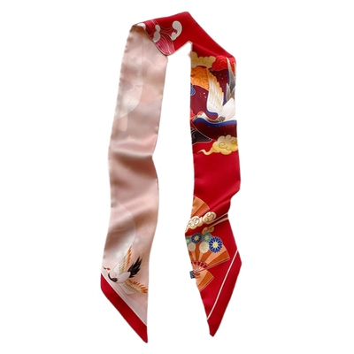 中国风长条仿真丝质感红色围巾