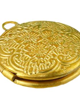 圆形相盒项链铜胚可放相片复古