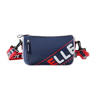 ELLE Active新款女包拼色字母印花尼龙运动斜挎包休闲百搭单肩包