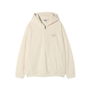 wackywilly加绒连帽卫衣女款2025新款秋冬保暖宽松半拉链上衣男士