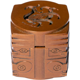 庆松堂苏工铜炉名家胡庆松制玉琮紫铜熏炉复古紫铜收藏把玩熏香炉