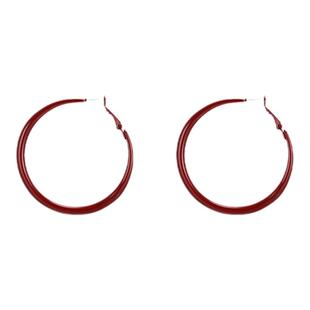 【蜜桃茶】复古安可拉红红色圆圈耳环港风高级感气质素圈耳钉耳饰