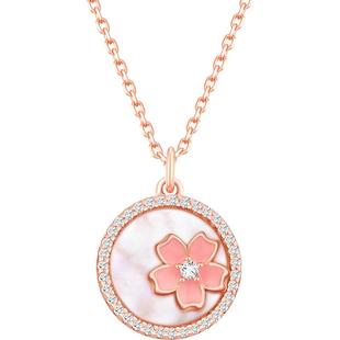 SIMPLEJOYS浪漫樱花圆盘项链s925纯银白母贝生日礼
