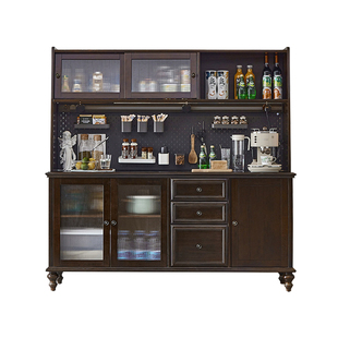 萨洛美式茶水备餐边柜轻奢复古全实木多功能法式中古客厅咖啡酒柜