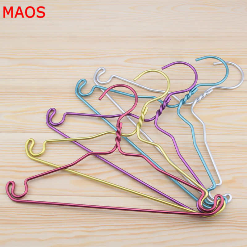 Maos铝合金儿童衣架家用服装店炫彩金属衣挂防滑衣撑童装晾铝衣架