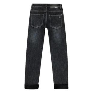 暖烘烘加绒牛仔裤男冬季复合加厚款磨毛抓绒黑色弹力修身保暖长裤