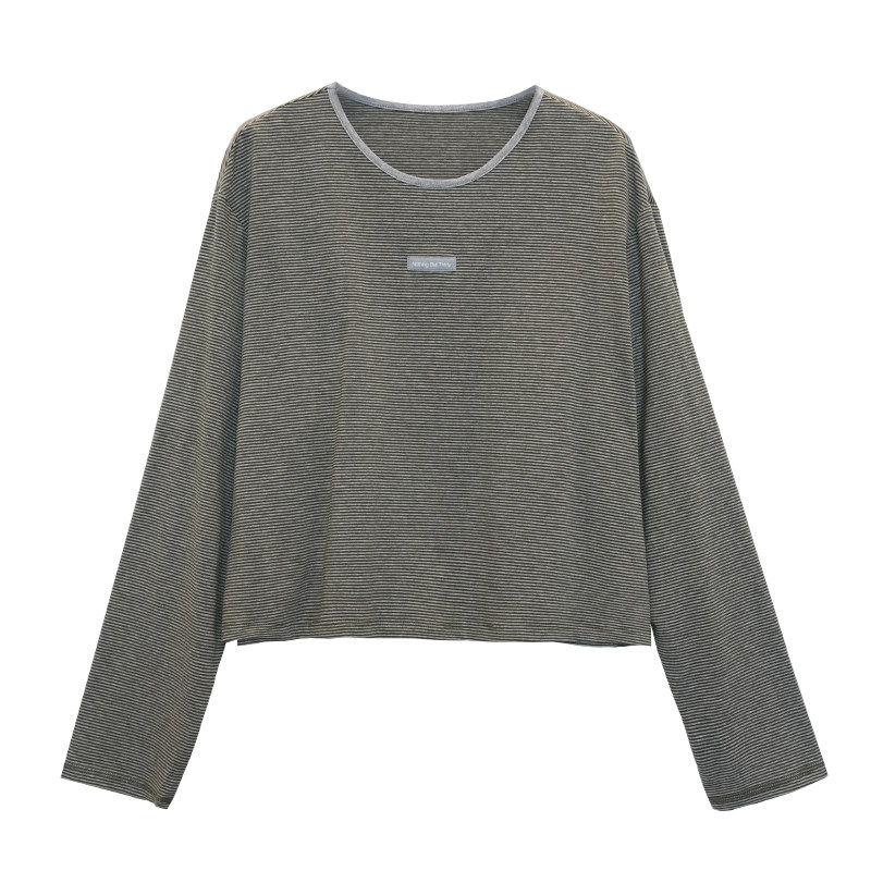 木子理想胖mm大码经典条纹短款T