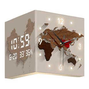 客厅转角时钟2026新款电子万年历双面挂钟简约免打孔拐角数显钟表