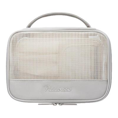 韩国piccasso 暖灰色网纱手提包 分类收纳便携 大容量