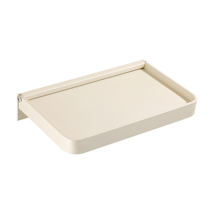 奶油白浴室免打孔折叠置物架壁挂轻奢卫生间纸巾架单层手机架18CM