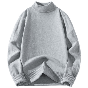 国潮半高领毛衣男女冬季男款针织打底衫情侣装秋冬加绒加厚毛线衣