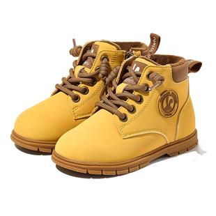 卡特兔儿童马丁靴男童冬季加绒保暖机能宝宝靴子皮靴女童短靴