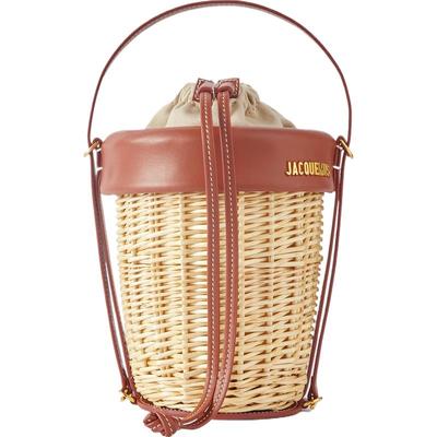 【新年礼物】Jacquemus 女士皮革边饰拉菲草水桶包