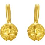 周六福黄金耳钉女计价磨砂圆球足金弯钩耳钩耳饰送女友节日礼物