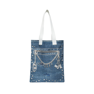 [新款]DIESEL女童26早春蓝色仿真印花手提包J02753KXBS9