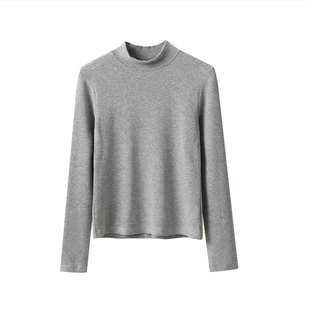 轻柔软糯 女士半高领长袖打底衫 恒温弹力纯色保暖上衣 山东网店