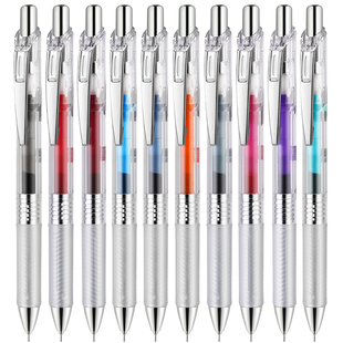 日本pentel派通bln75tl中性笔彩色中性笔透明杆勃艮第红松石绿energel按动速干黑笔红笔水笔笔芯学生用Infree