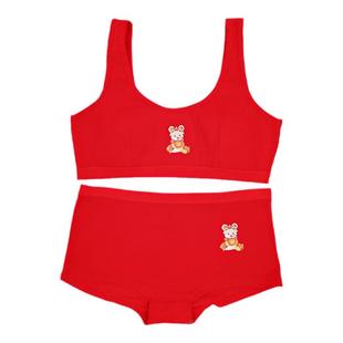 12岁儿童本命年内衣文胸套装大红色纯棉发育期中大童胖女孩加大码