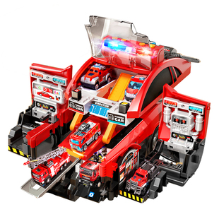 儿童多功能变形消防车玩具大号警车合金声光小工程益智3岁男孩6