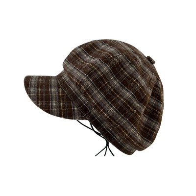 KKV复古格纹贝雷帽秋冬复古文艺百搭时尚显脸小画家帽子八角帽潮