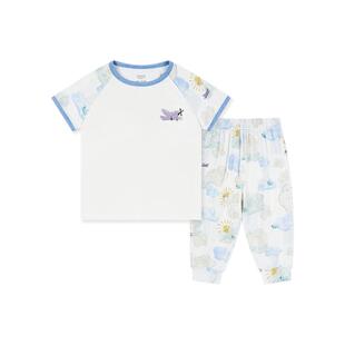Nest Designs儿童家居服套装宝宝短袖长裤居家睡衣七分裤夏季衣服
