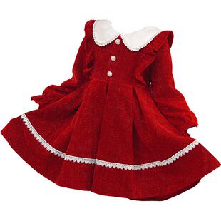 女童连衣裙加绒2025新款冬装洋气小女孩秋冬裙子儿童装公主裙冬季