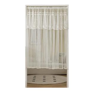 门帘隔断帘房间蕾丝纱帘免打孔伸缩杆法式田园厨房卫生间半截短帘