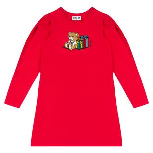 【新年特享5折起】Moschino/莫斯奇诺 女童礼物泰迪熊印花连衣裙