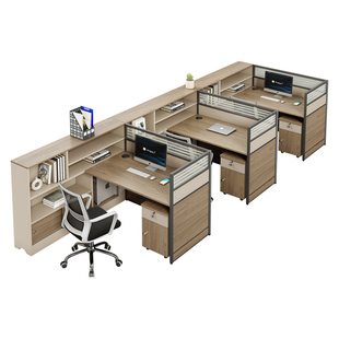 职员办公桌椅组合简约现代三人位办公桌子办公室财务室屏风办公桌