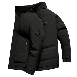 新款爸爸冬装羽绒服中年男士加厚保暖冬季羊毛翻领外套中老年男装