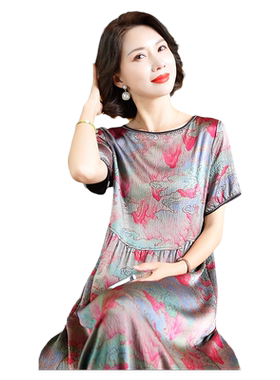 迪芬·璐嘉气质优雅真丝连衣裙女