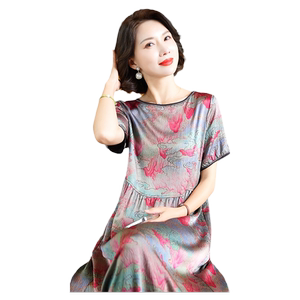 迪芬·璐嘉气质优雅真丝连衣裙女