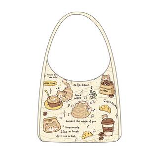 尼睿x劈叉的熊熊 可爱原创咖啡小猫小众休闲时尚大容量单肩包包