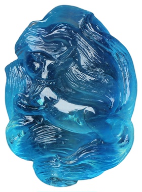 天然蓝色海蓝宝石九尾狐吊坠饰品