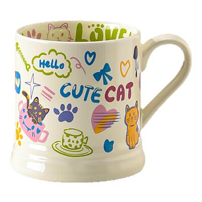 VIANNA创意涂鸦猫咪陶瓷马克杯