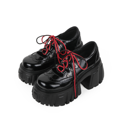 朋克设计小皮鞋厚底玛丽珍单鞋