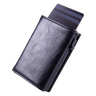 外贸时尚卡盒RFID男士侧推弹出式大容量铝合金防刷卡包钱包小钱夹