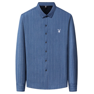 衬衣男2025新款花花公子保暖衬衫一体加绒加厚中年爸爸装冬天衣服