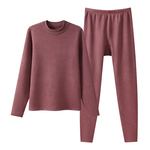 三枪中老年保暖内衣女加绒加厚冬羊毛中领保暖套装老人秋衣秋裤