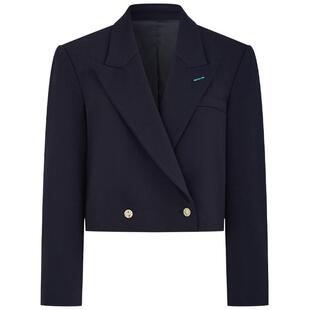 曼德诗短款西装冬季新款纯色抗皱宽垫肩设计商务风西服外套女