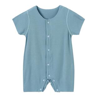 童泰婴儿连体衣夏季薄款莫代尔宝宝无痕短袖哈衣儿童休闲外出爬服